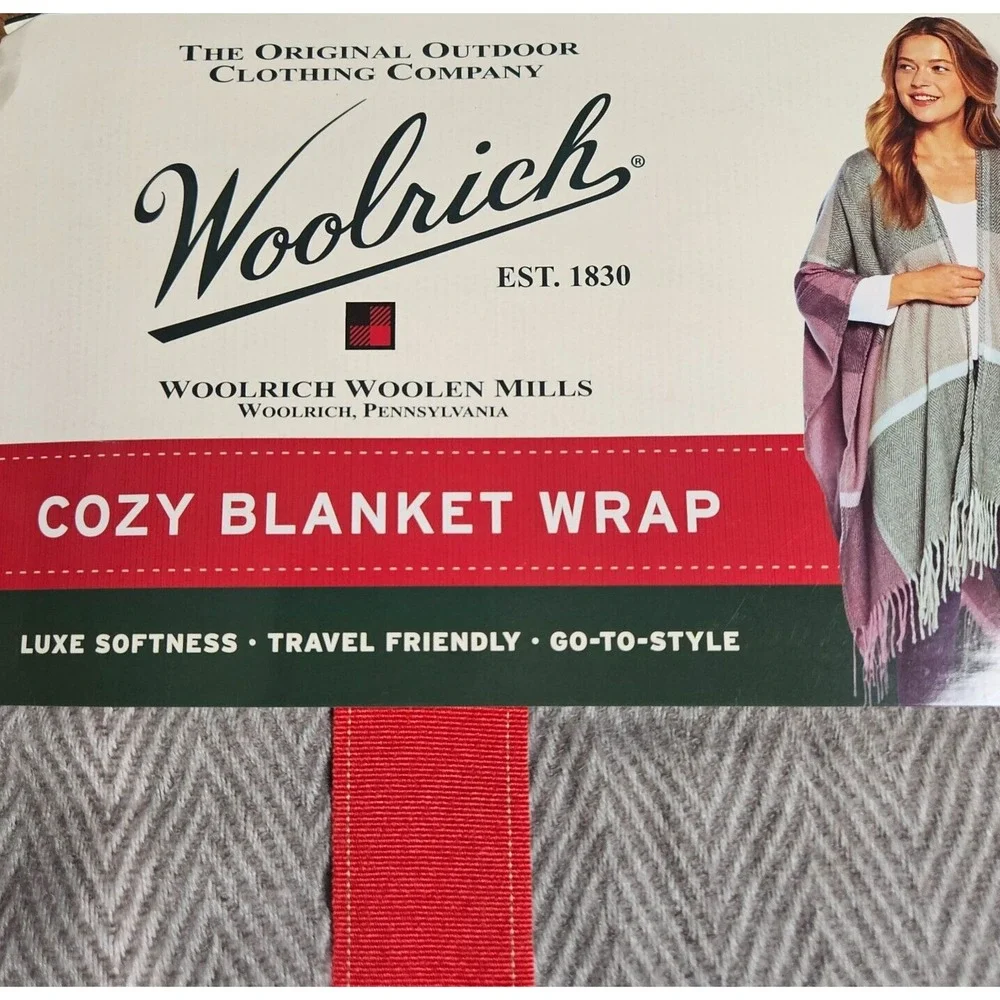 Woolrich Cozy Blanket Wrap Fringed Reagan Shawl Luxe Travel Womens One Size‎ NWT